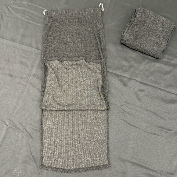 Pull-On Rib-Knit Maxi Skirt in Heather Gray w/ Slit Sides - Picture 4 of 4